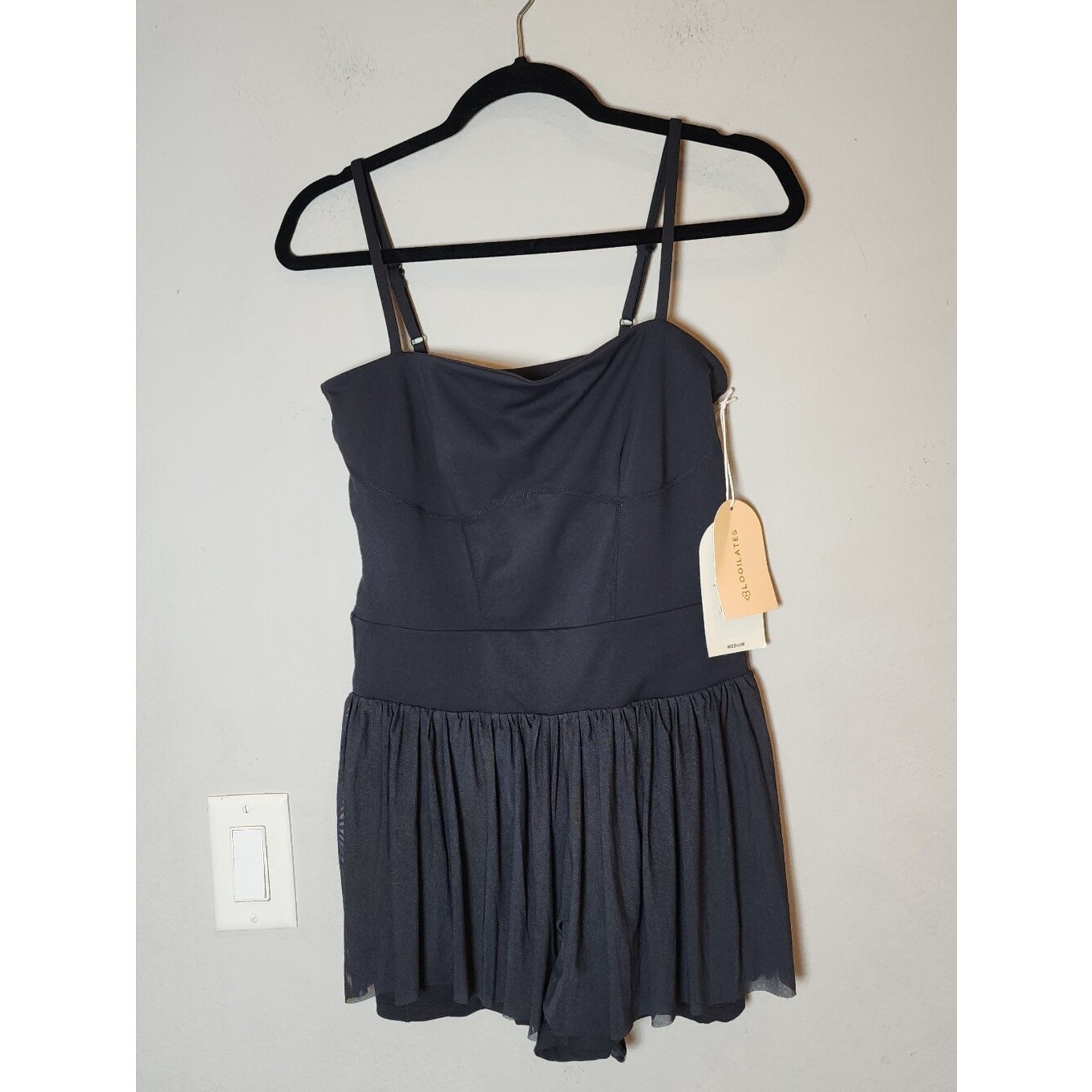 NWT Blogilates Barre Romper Black Mesh Pockets Active Tennis Golf Size Medium