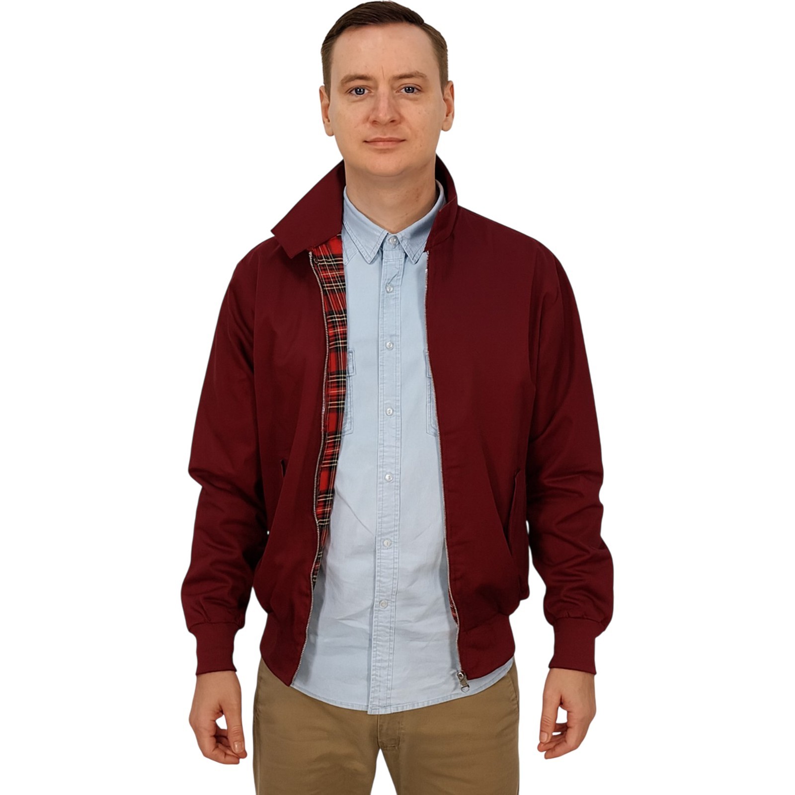 Urban Road Mens Mod Blouson Jacket Zip Front Ribbed Hem Lightweight Casual Coat