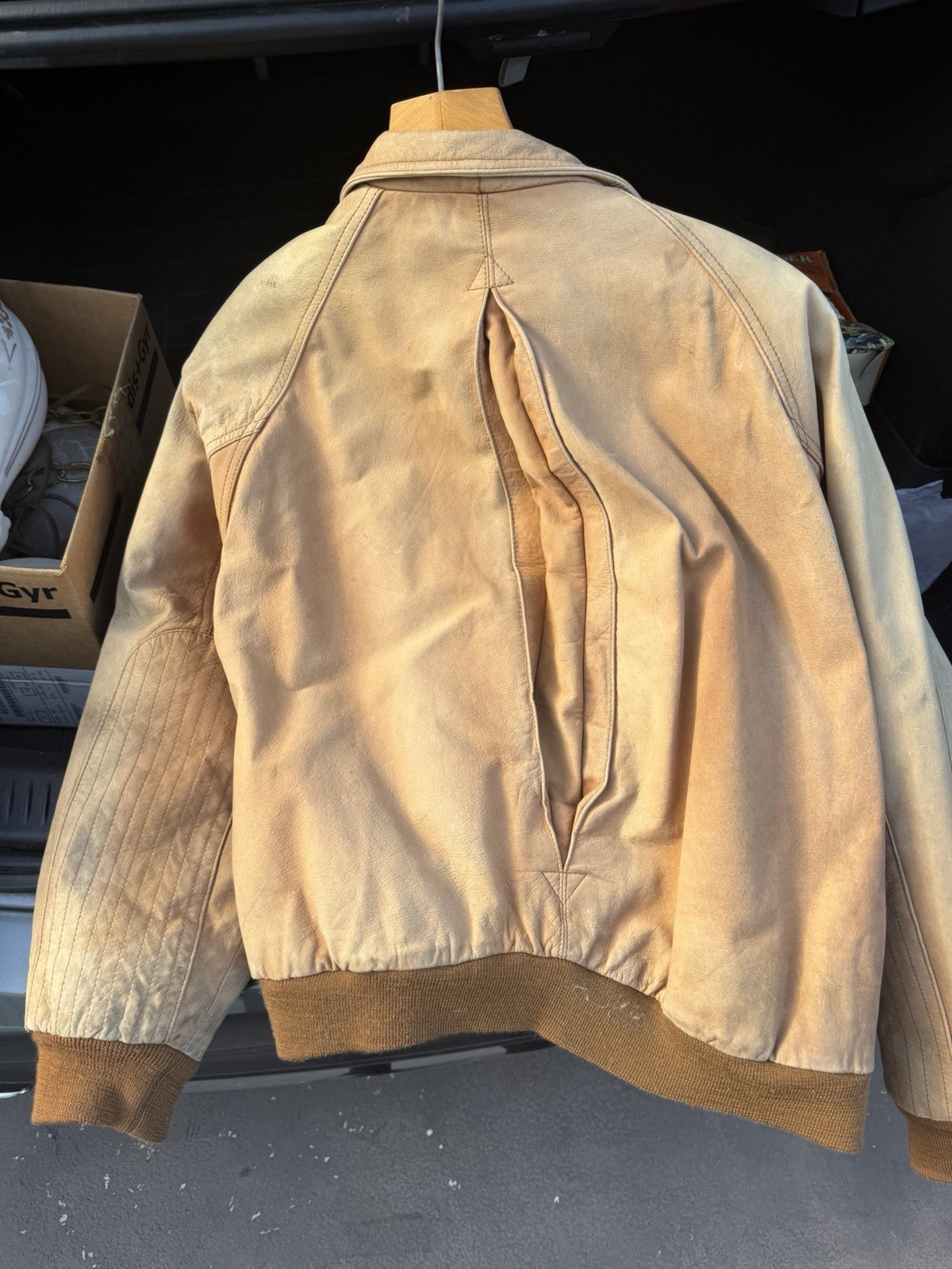Vintage Marlboro Jacket Mens Medium Brown Leather Bomber Full Zip Casual Coat
