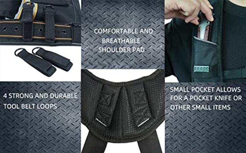 Tool Belt Suspenders for Men with Magnetic Wristband,Heavy Duty Work SW00A-BLK