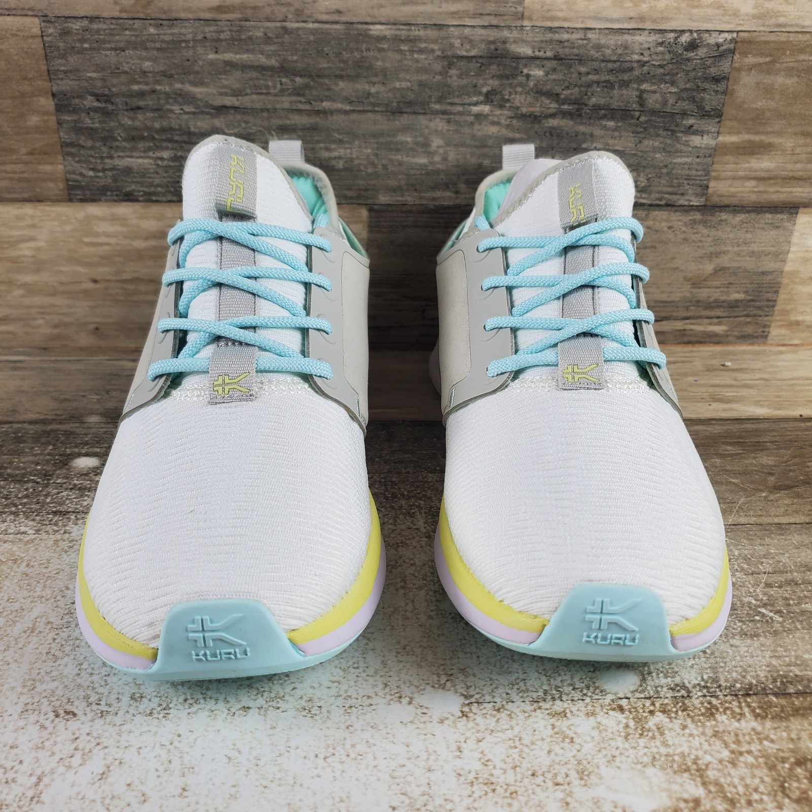 Kuru Atom Womens Shoes Sz 7.5 M Running Bright White Ice Blue Lace Up Sneakers