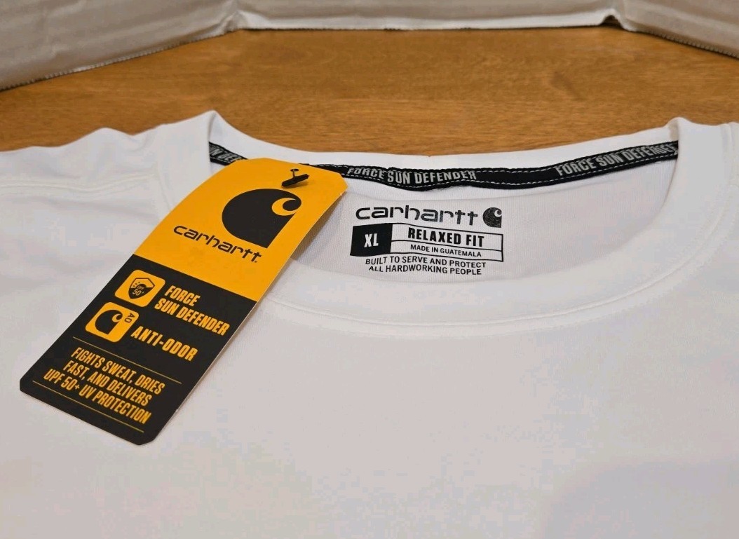 Carhartt Force Sun Defender T-Shirt Men’s XL Relaxed Fit UPF50 Logo Work Outdoor