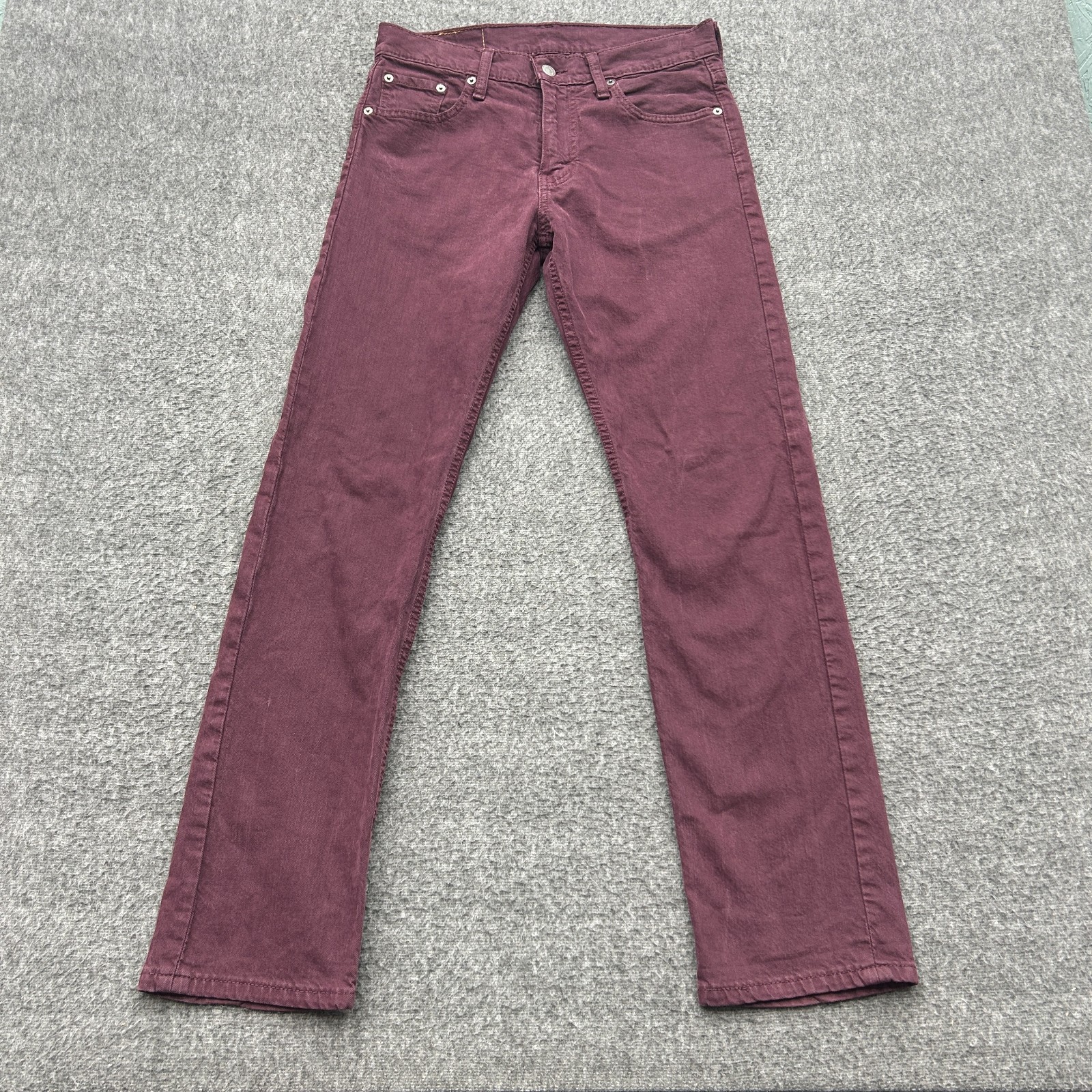 Levis 513 Slim Jeans Mens 29×30 Burgundy Maroon Slim Straight