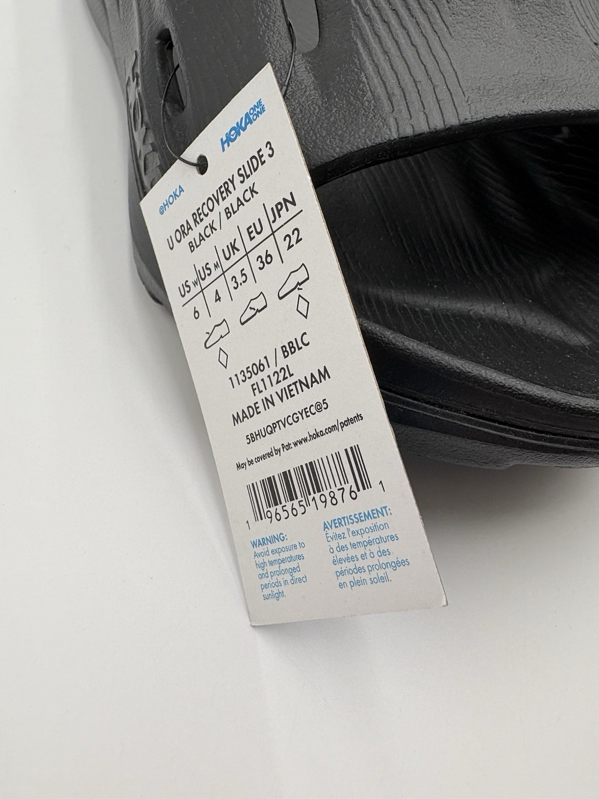 Hoka One One Unisex Ora Recovery Slide 3 Size W6/M4 Black |1135061-BBLC|