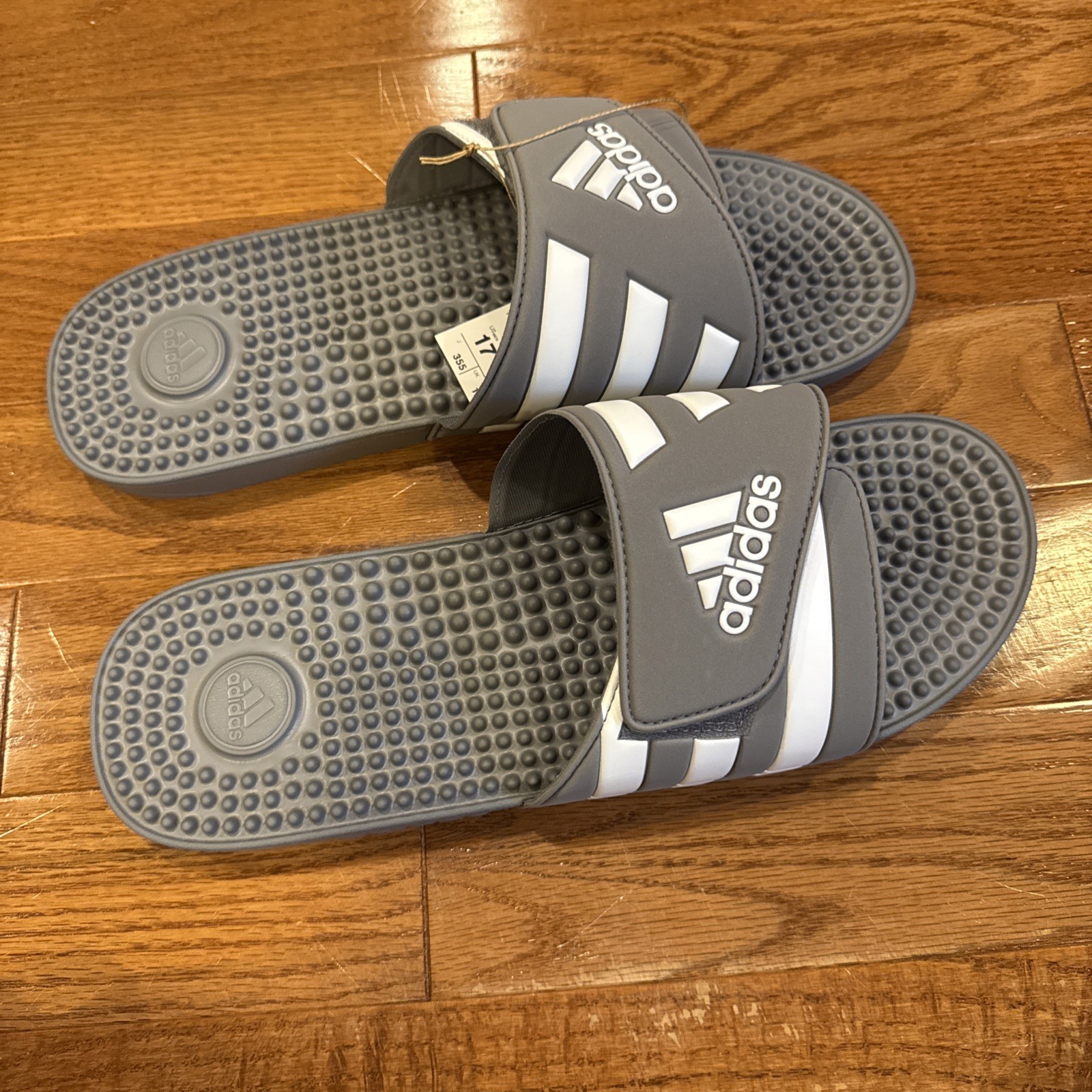 Adidas Men’s Adissage Slide Sandals Size 17 New In Box Gray/White