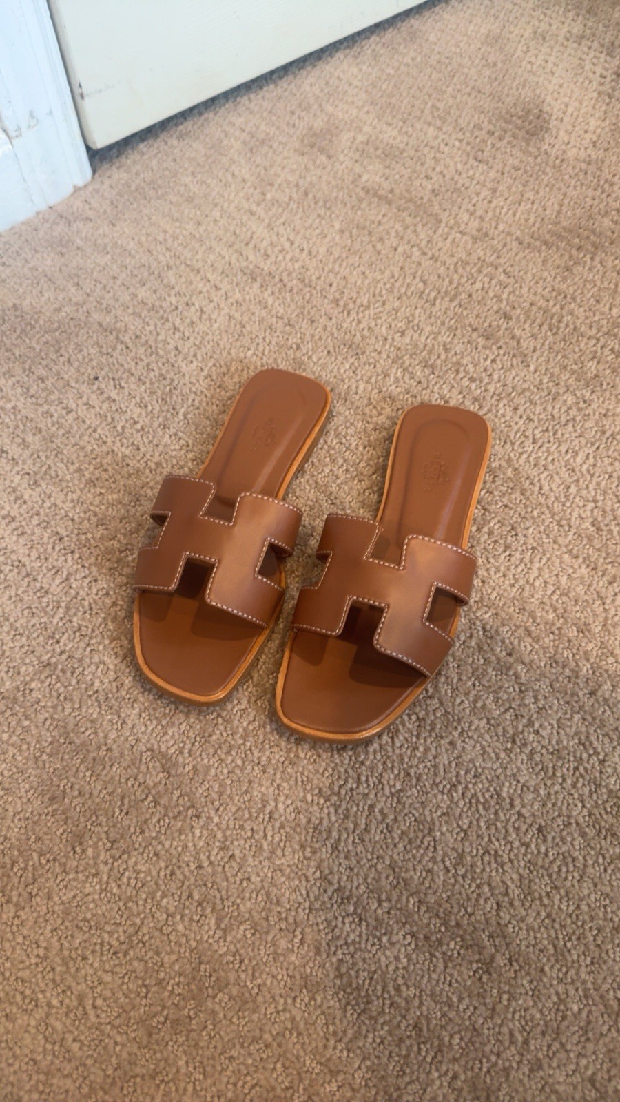 Hermes Oran Brown Leather Sandals Size 36 EU