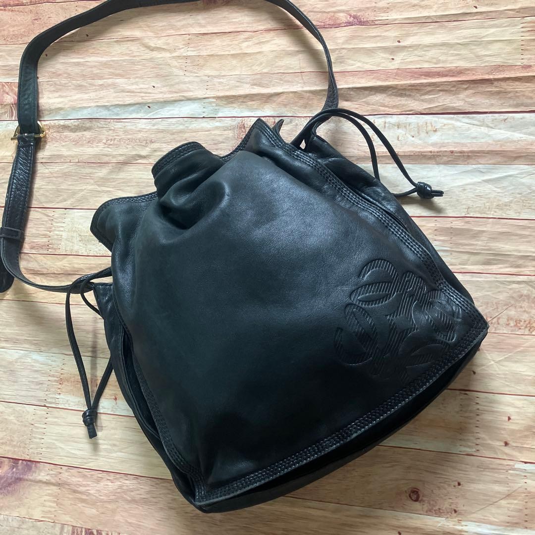 LOEWE Anagram Leather Shoulder Bag Black High-Quality Spain Authentic Classic