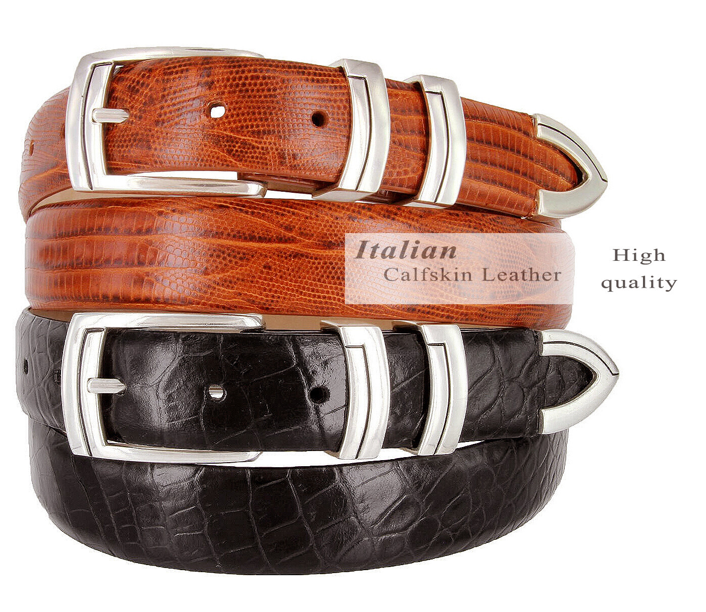 Harbor Men’ Belts Italian Calfskin Leather Designer Dress Golf Belt 1-1/8″ Wide