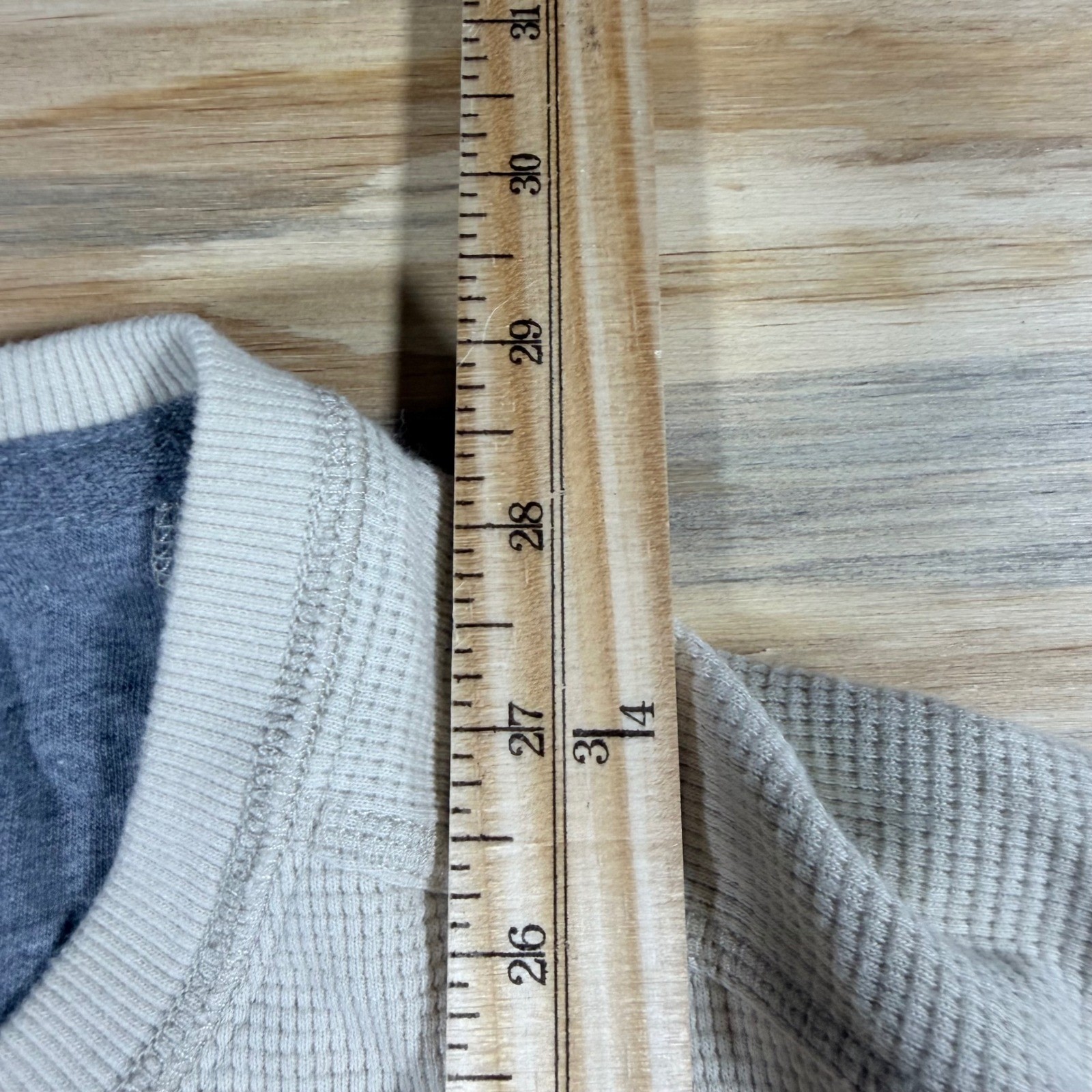 Eddie Bauer Mens Large Gray Waffle Knit Thermal Henley Long Sleeve Shirt