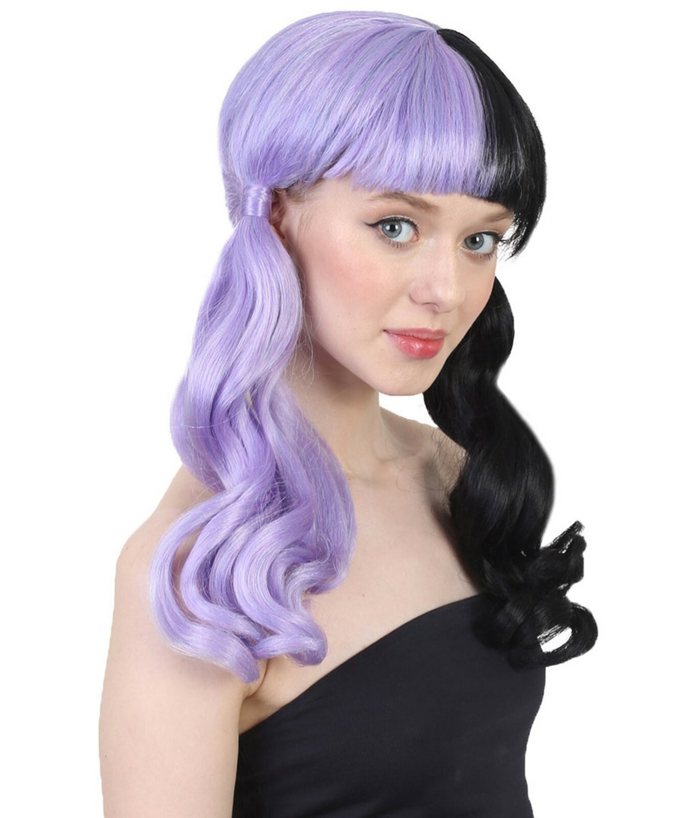 Melanie Martinez Purple Black Split Wavy Bob Wig Cosplay Costume Adult