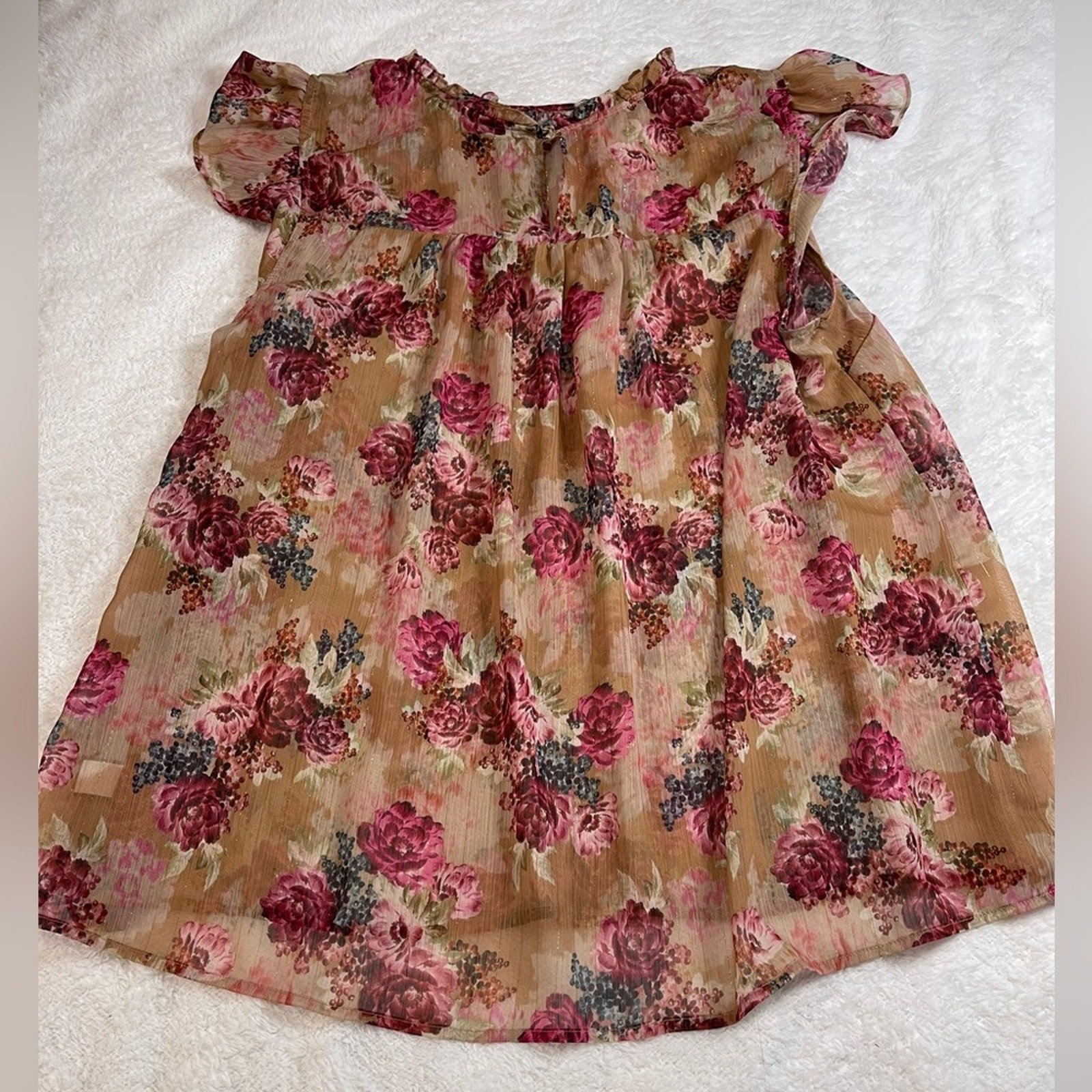 TORRID CRINKLE CHIFFON FLUTTER SLEEVE FLORAL BLOUSE SIZE 2