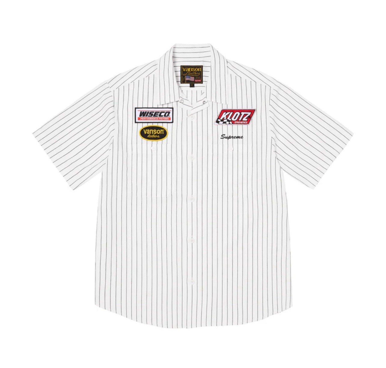 Supreme x Vanson Leathers Work Shirt White Stripe Button Up – Size Medium – NEW