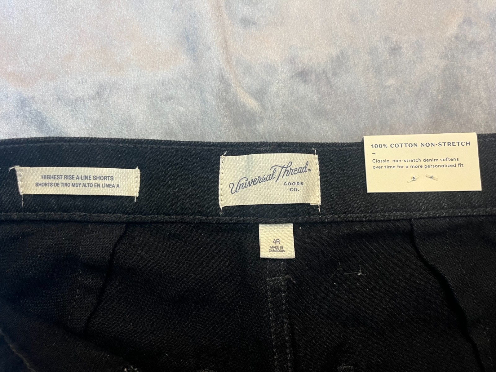 Universal Thread High Rise A-Line Shorts 100% Cotton Women Black Size 4 NEW