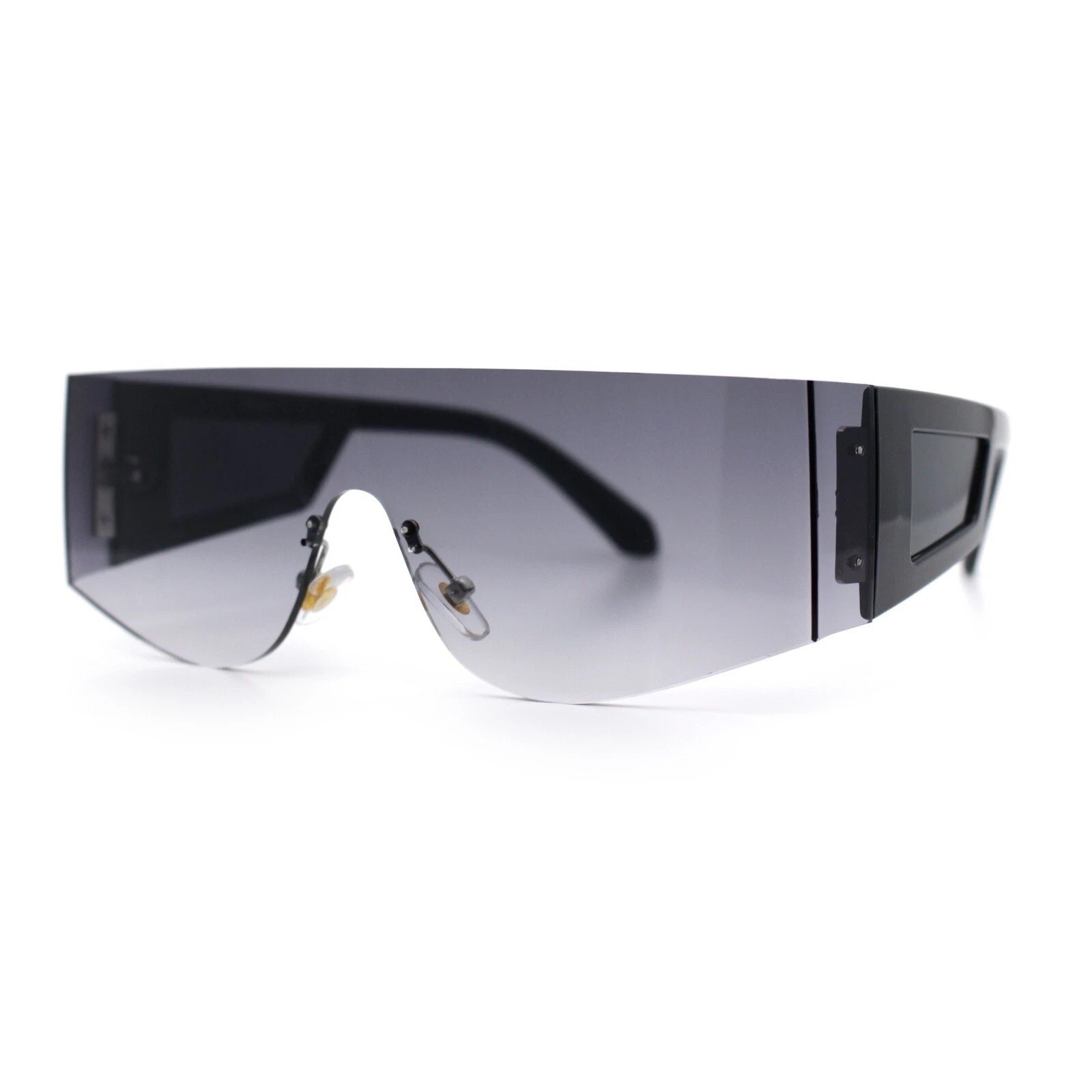 Men Sunglasses Rimless Shield Style High Fashion Events Sleek Futuristic Shape