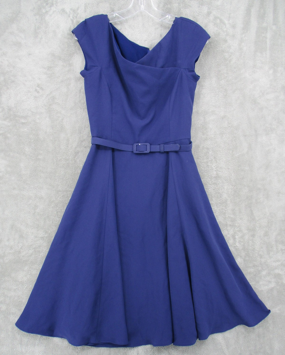 Gal Meets Glam Dress Womens 4 Sally Fit Flare Belted Cap Sleeve Midi Lined Zip