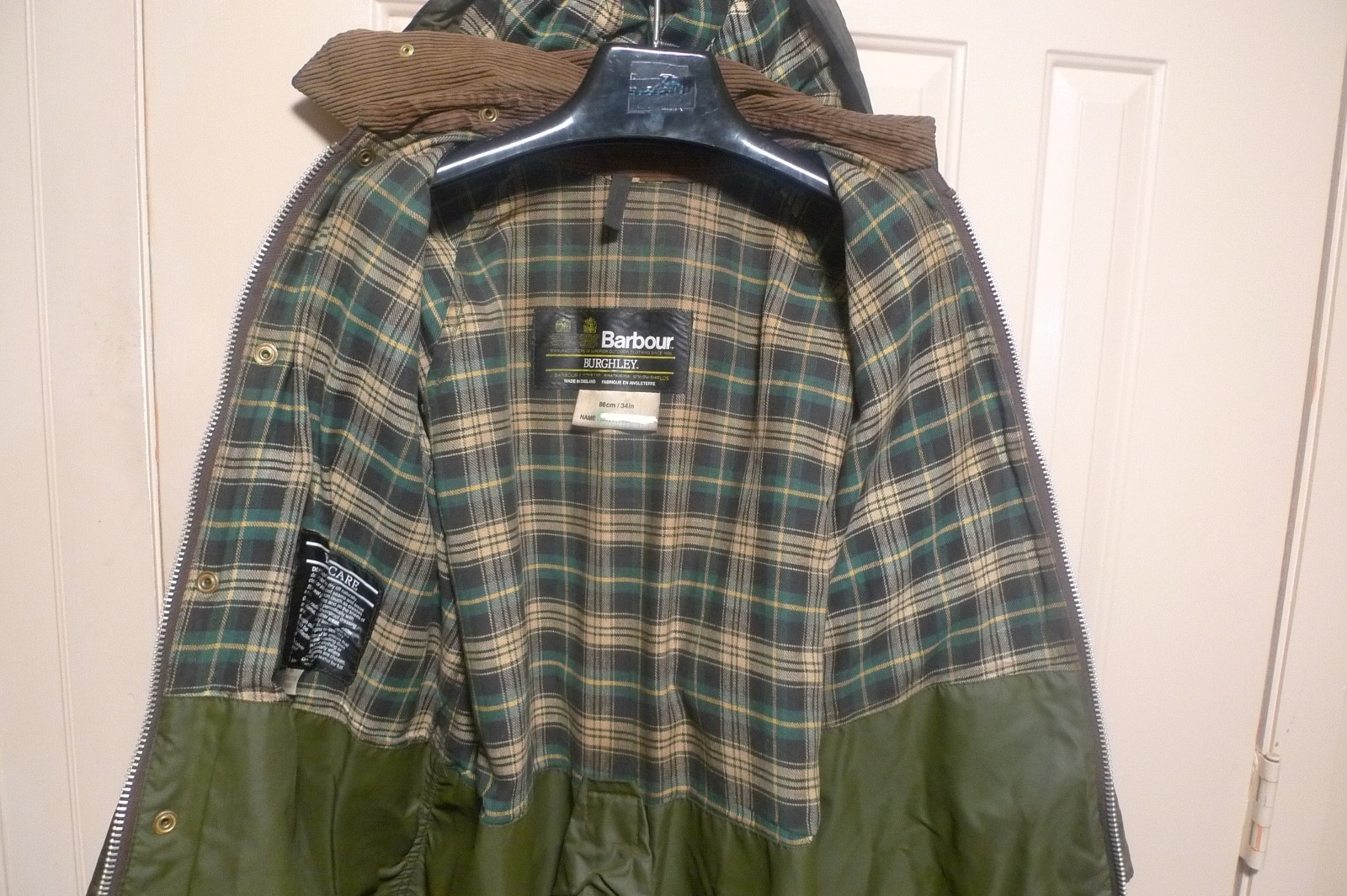 BARBOUR -A160 BURGHLEY WAX COTTON COAT – MADE@ UK – VINTAGE – SHABBY CHIC – 34