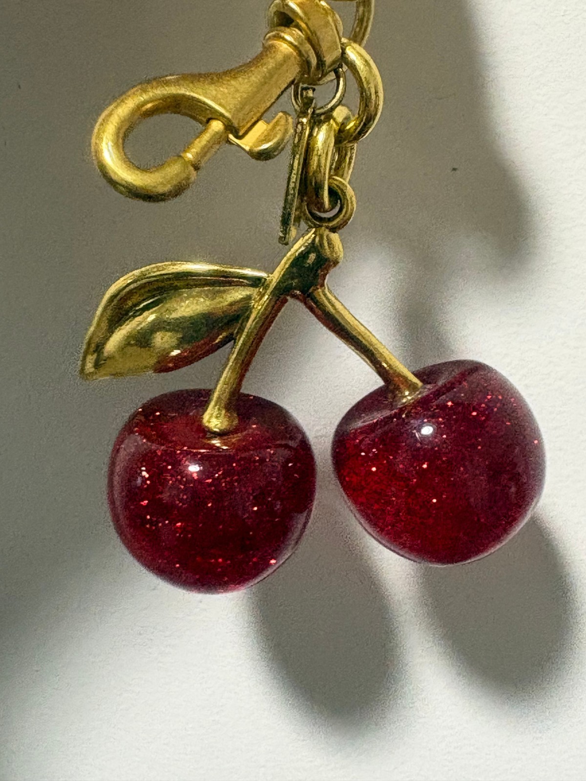 NEW Coach Cherry Apple Bag Charm Red Keychain Resin Metal Brass Purse Decoration
