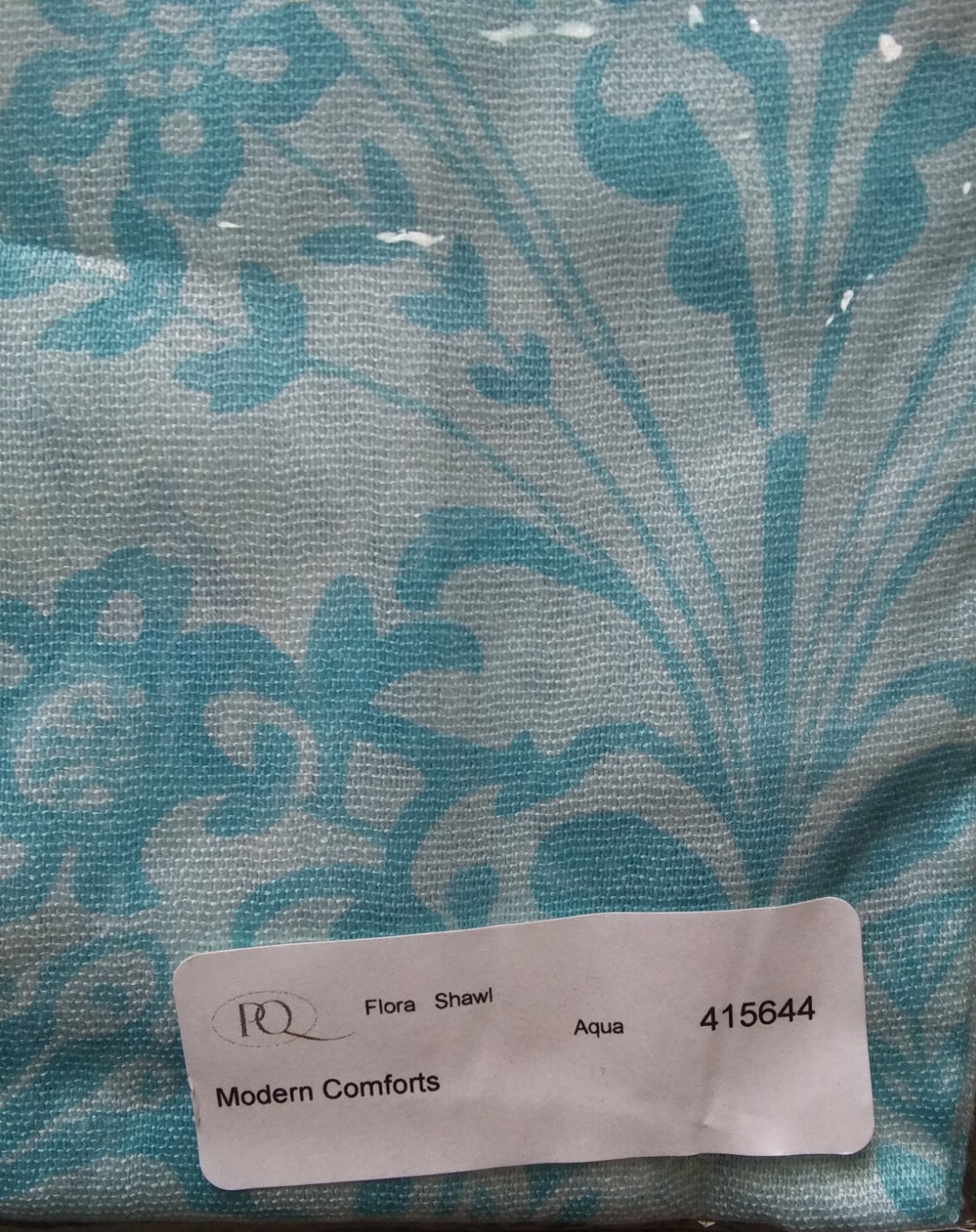 PRIVATE QUARTERS FLORAL SCARF/SHAWL/WRAP WITH TASSELS (AQUA BLUE) 26″ X 76″