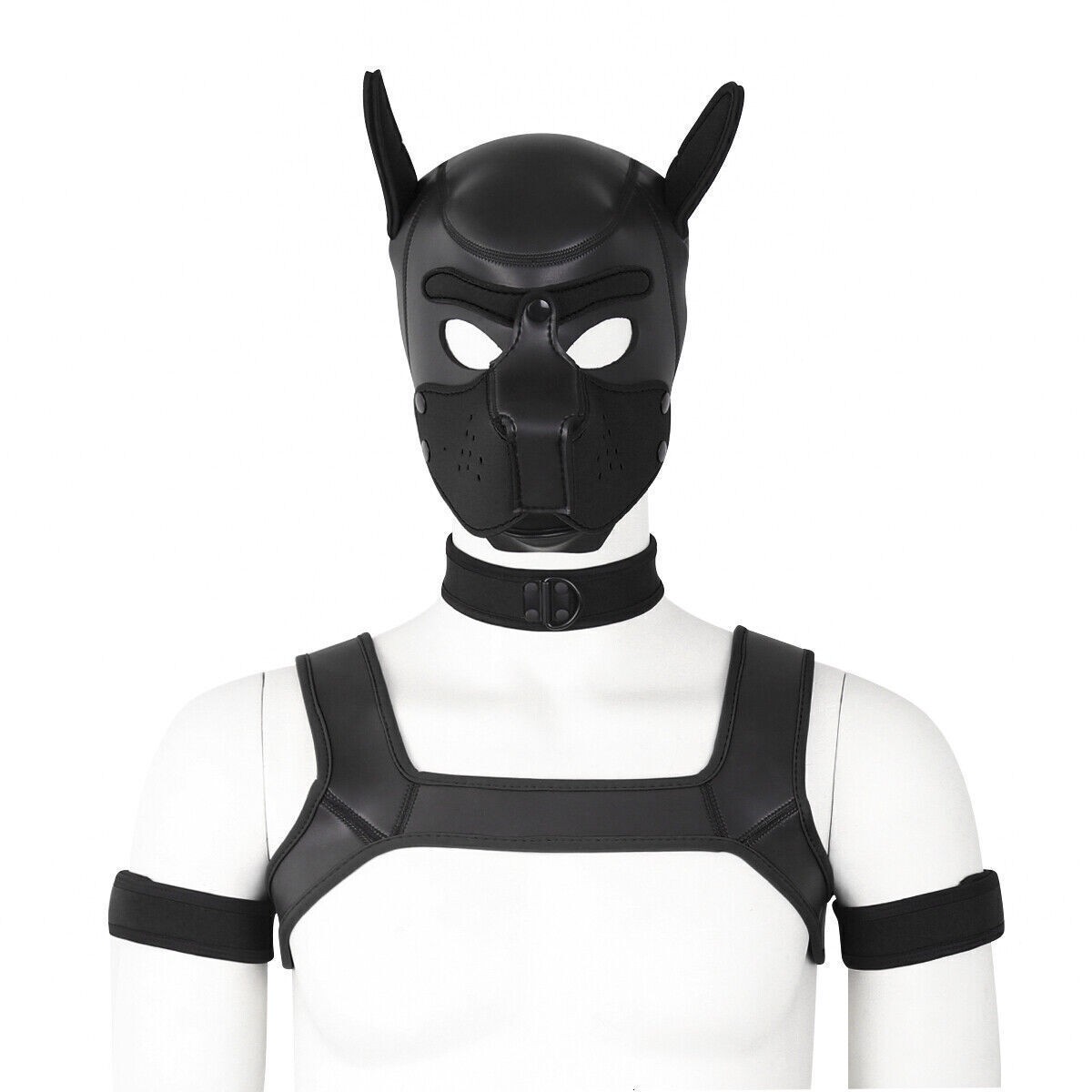 5PCS Neoprene Puppy Hood Role Play Dog Mask Puppy Cosplay Full Head Men Women