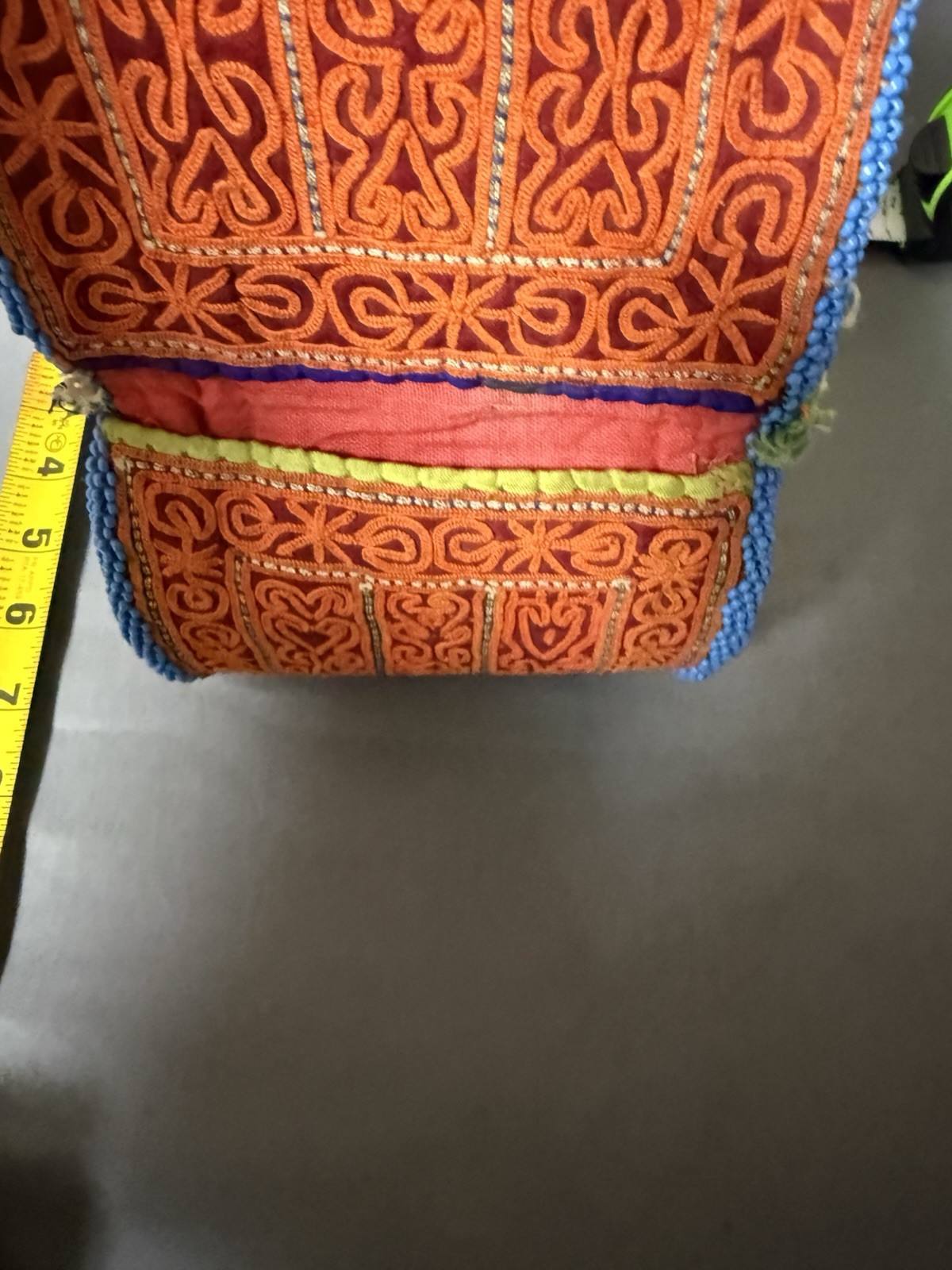 Vintage Afghan Kuchi Tribal Embroidered Beaded Textile Pouch Folk Art