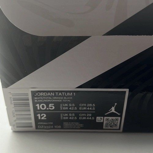 Nike Jordan Tatum 1 White | Orange| Black Home Team DZ3324 108 NWB Men Size 10.5
