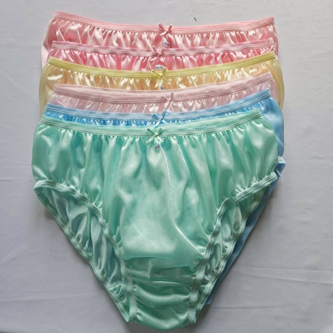 6pc Plus Underwear Mid-Waist Panties Women Mens Briefs Nylon Silky Soft 2XL/Mix