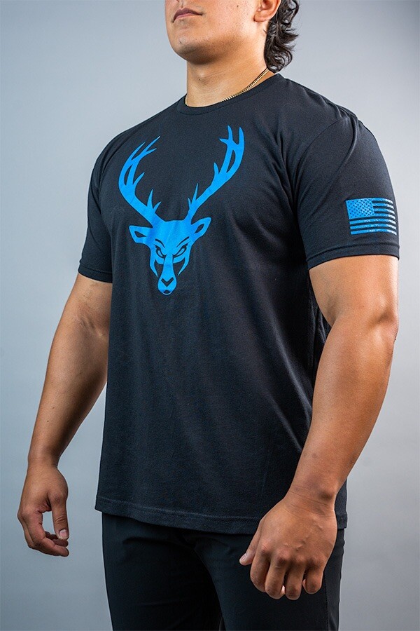 2 Pack Bucked Up Men’s Flag T Shirt Black/Blue White/Red Logo Size XL New