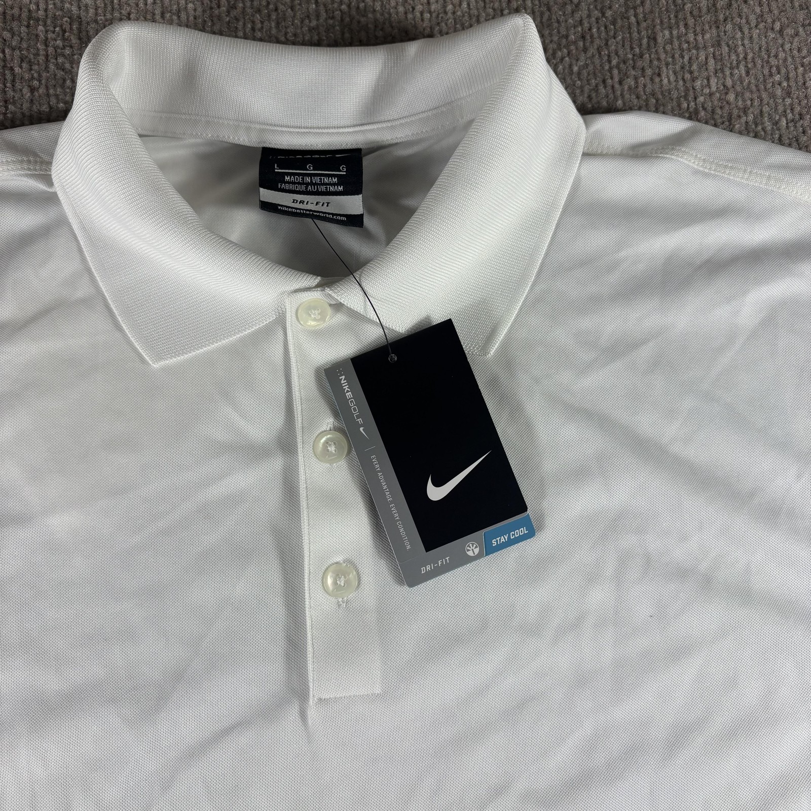 Nike Golf Dri-FIT Polo Shirt Mens Large White Solid Golf Performance 363807-100
