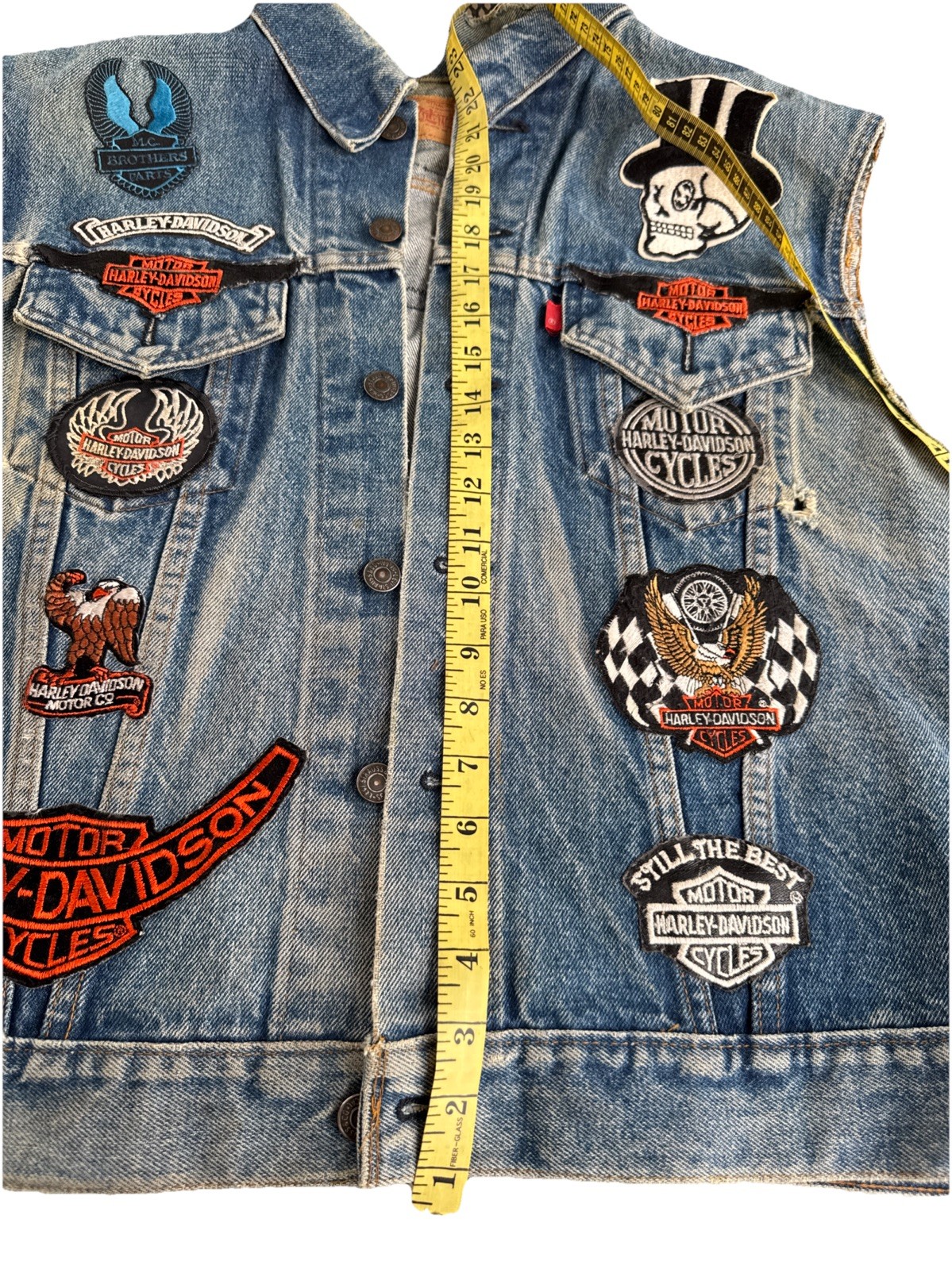 Vintage 50s-60’s Levi’s Denim Biker Vest Sleeveless w/Patches