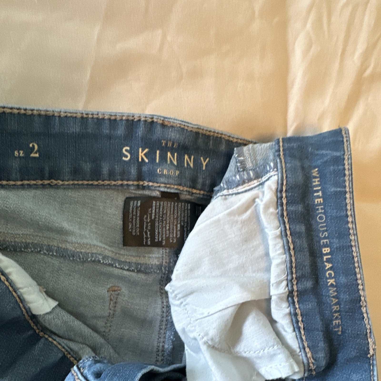 White House Black Market Women’s Medium Wash Blue Denim Skinny Crop Jeans 2