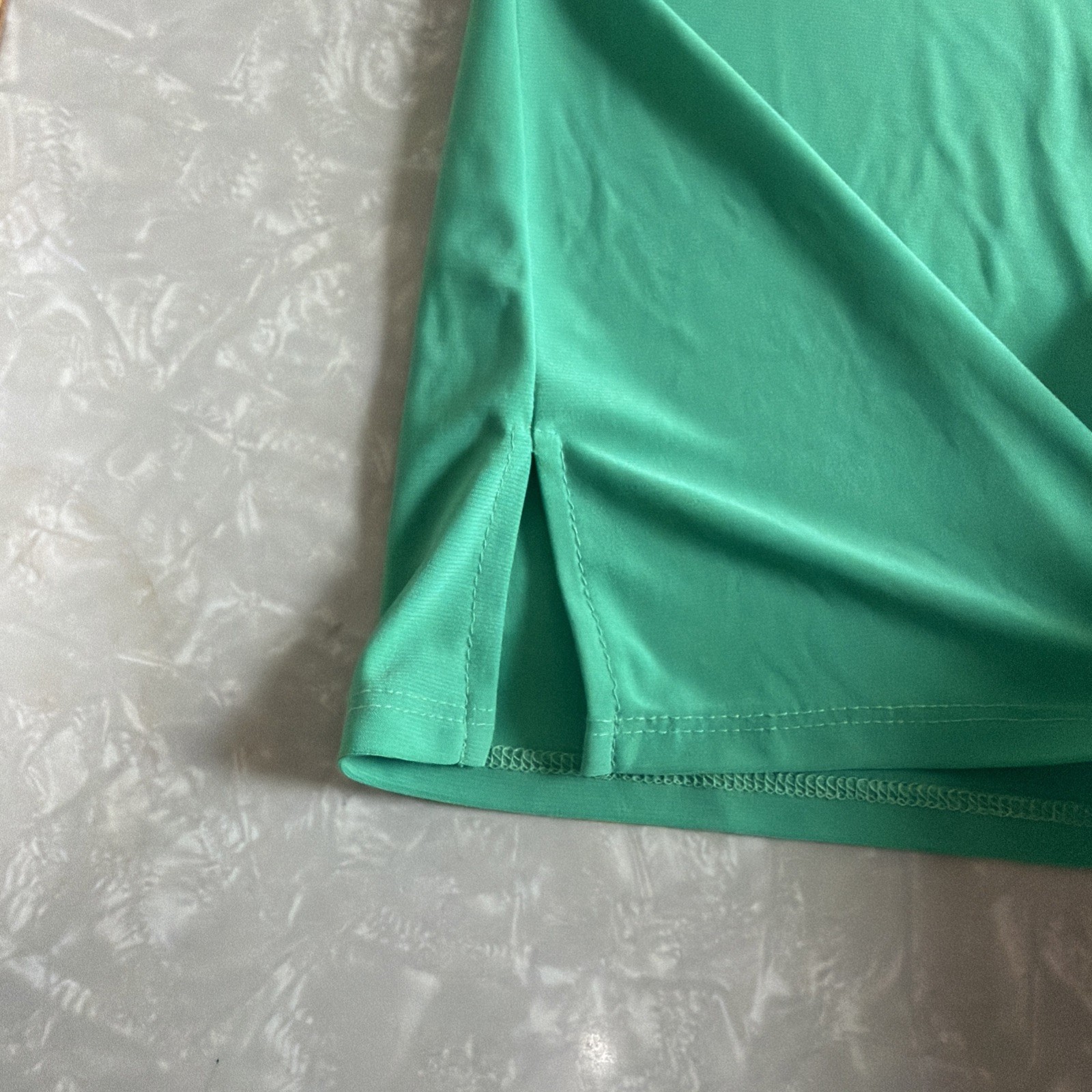Notations Bright Green Silky Jersey Knit Tunic Top Cold Shoulder Studded Sz 2X