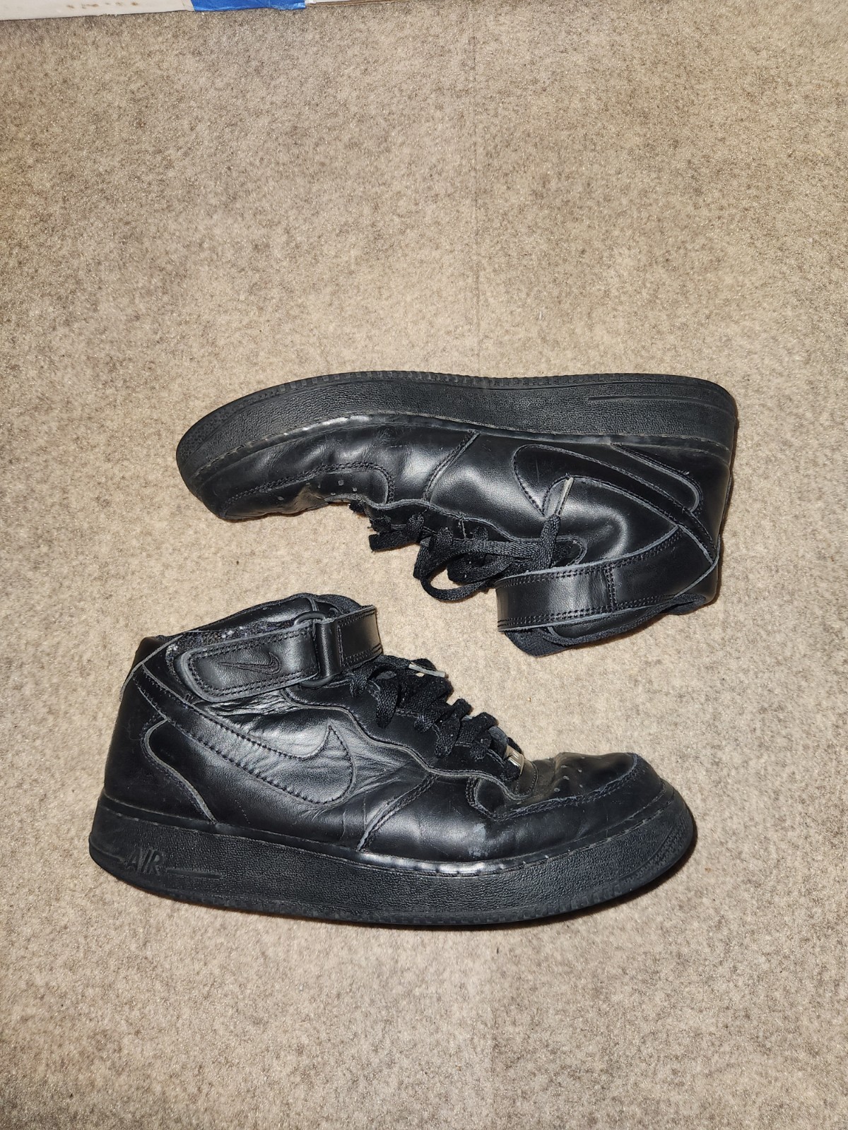 Nike Air Force 1 Mid Sneakers | Ankle Strap Laces | Black | 2019 | M9