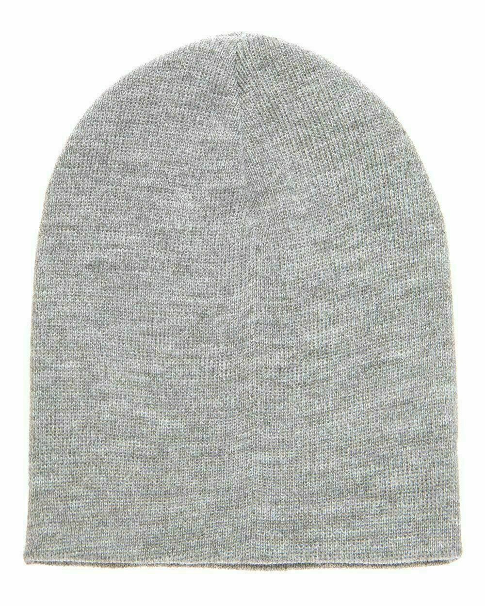 Kids Grey Short Skull Beanie Plain Knit Winter Cap Hat Ski Chrildren No Cuff