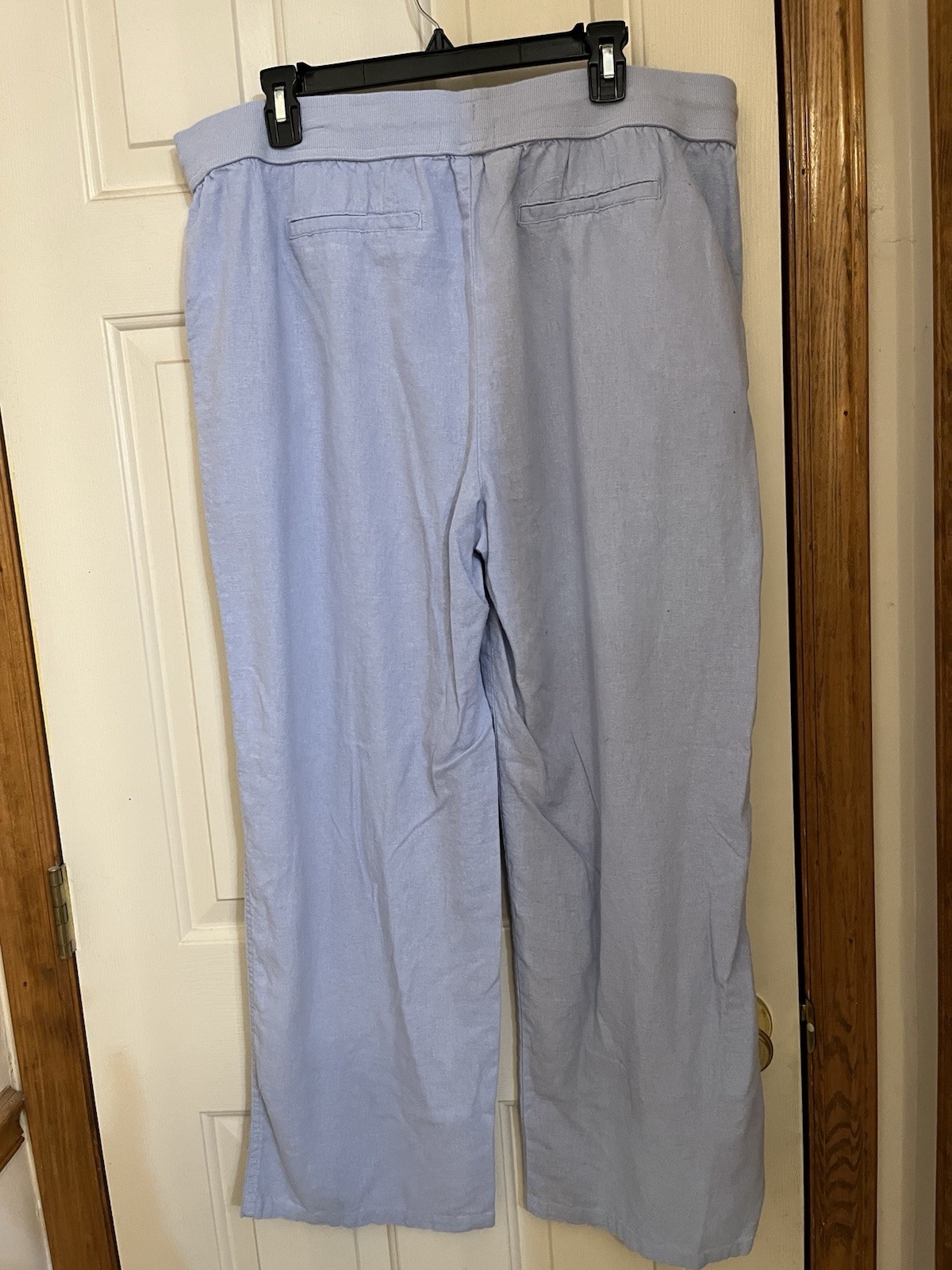 Ellen Tracy Women’s Blue Linen Solid Pull-On Drawstring Pants w/ Pockets XL