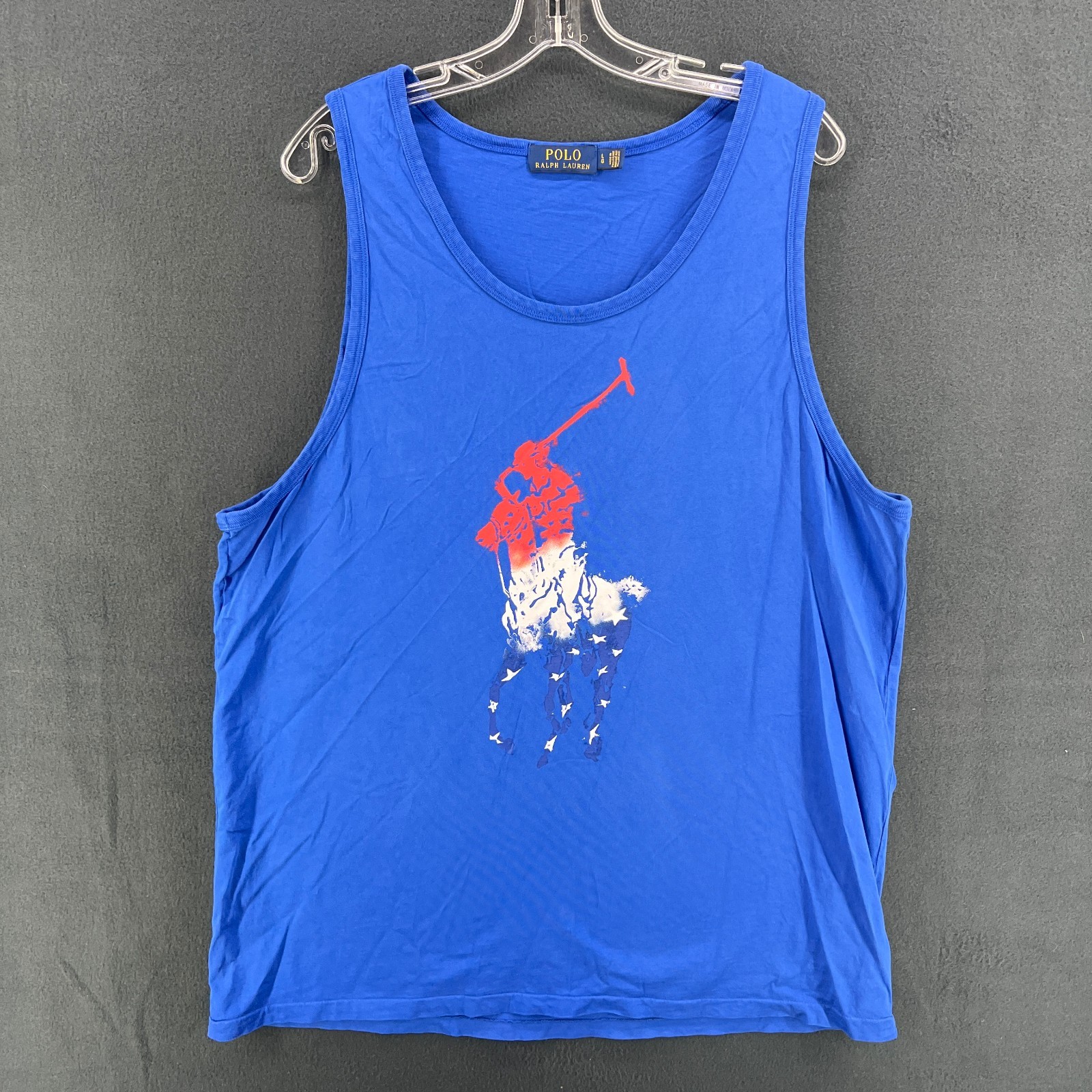 Polo Ralph Lauren Tank Top Pony Logo Red White Blue Jersey Gym Beach Mens Large