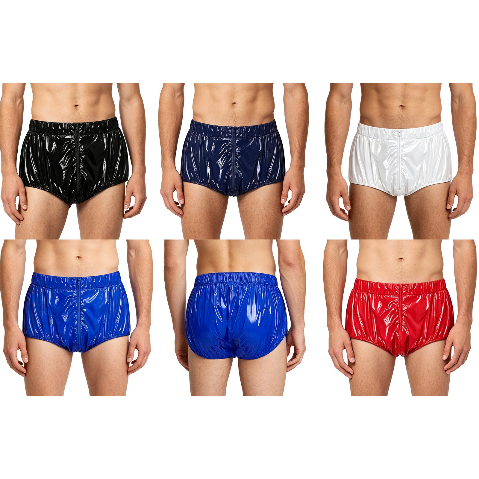 US Men Incontinent Underpants Pvc Swim Briefs Diaper Zip Up Front Special Needs