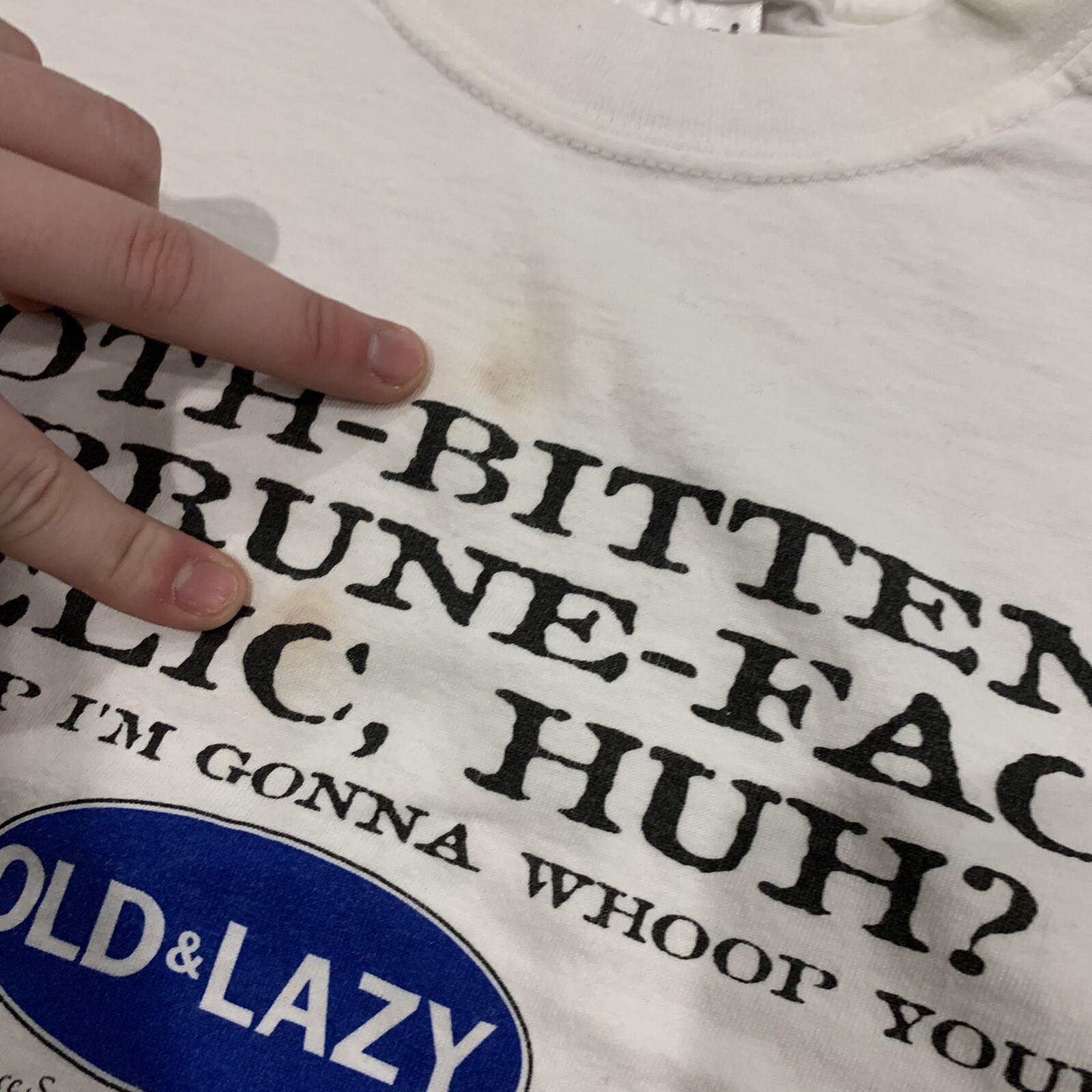 vintage 90s old and lazy comedy T-shirt old man novelty gildan heavy Large white