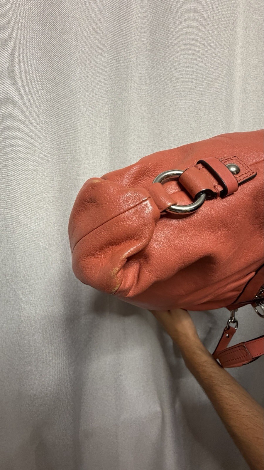 Coach Ashley Bag In Coral with OG Hangtag and Crossbody Strap F15513 Leather Bag