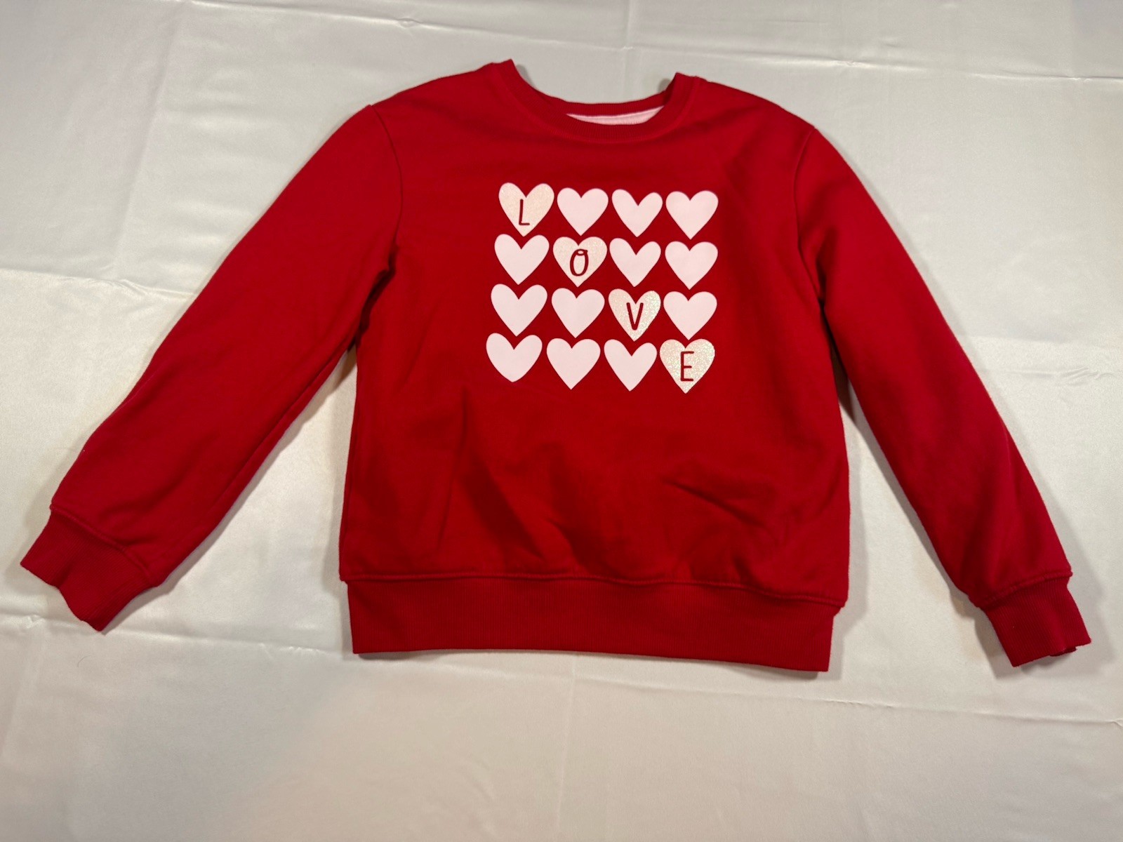 Girls Size Medium (8) Red Love Sweatshirt Heart Valentines Day