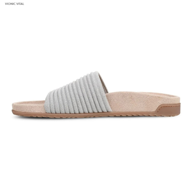 VIONIC Evie Knit Slide Sandal, Vapor Silver (NEW)