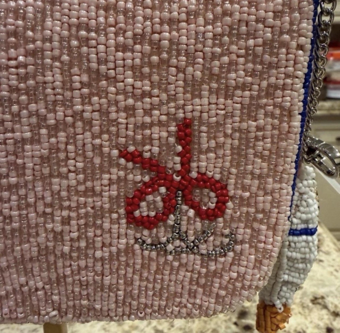Viral Pink Beaded Sardines Shoulder Bag w/sardine bag charm