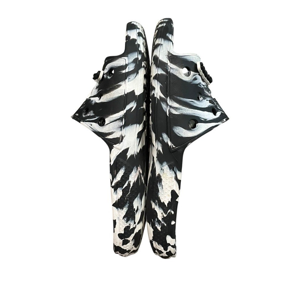 CROCS Classic Black & White Marbled Slide Sandals Unisex Men’s 9/Women’s 11
