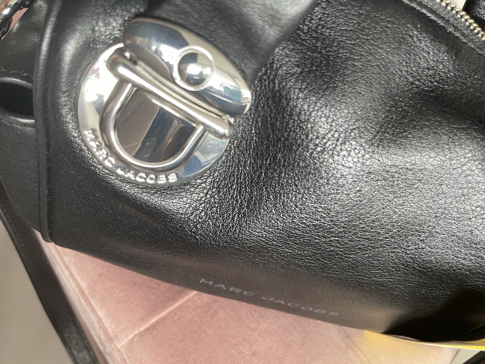 NWT MARC JACOBS Mini Pushlock Black Leather Satchel /Shoulder/Crossbody Bag $550