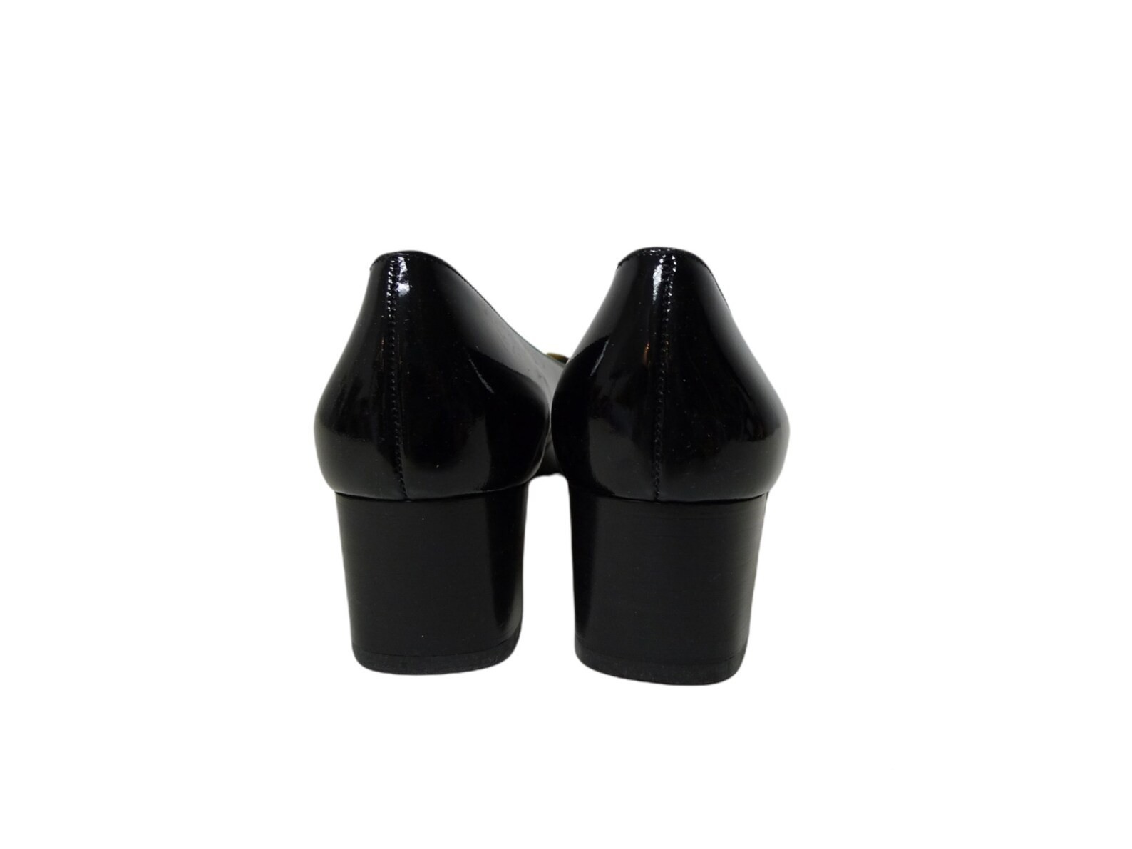 Salvatore Ferragamo black patent leather block heeled pumps . size 9 AAA