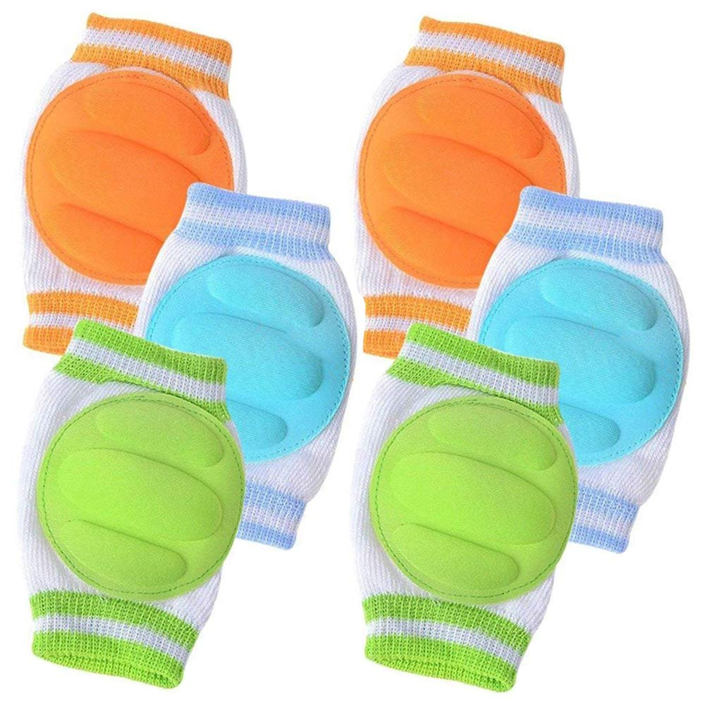 3 Pairs Baby Knee Pads for Crawling – Adjustable Breathable Waterproof Safety Pr