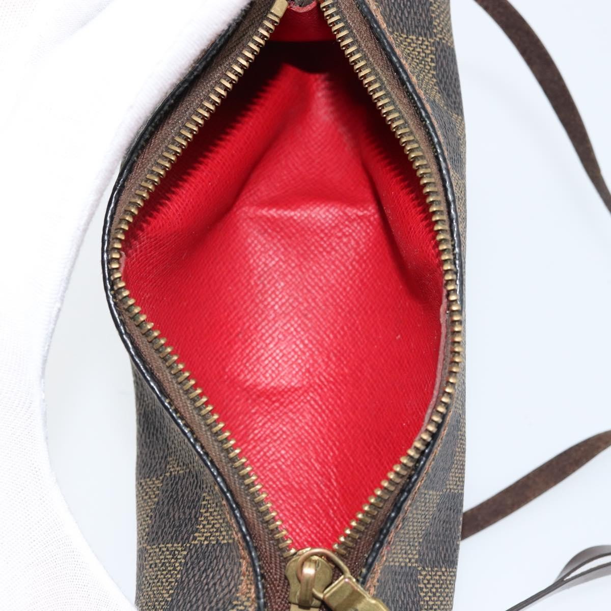 LOUIS VUITTON Damier Ebene Papillon Pouch LV Auth BA10869