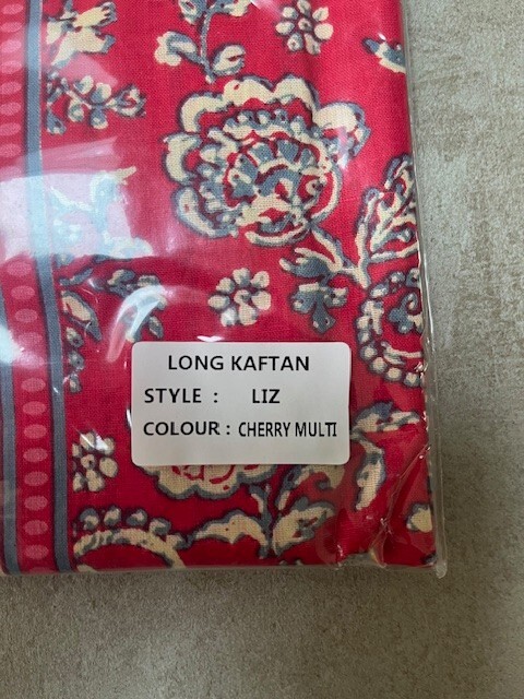 lovely HASLEMERE COLLECTIONS ladies long cotton cherry red print kaftan one size