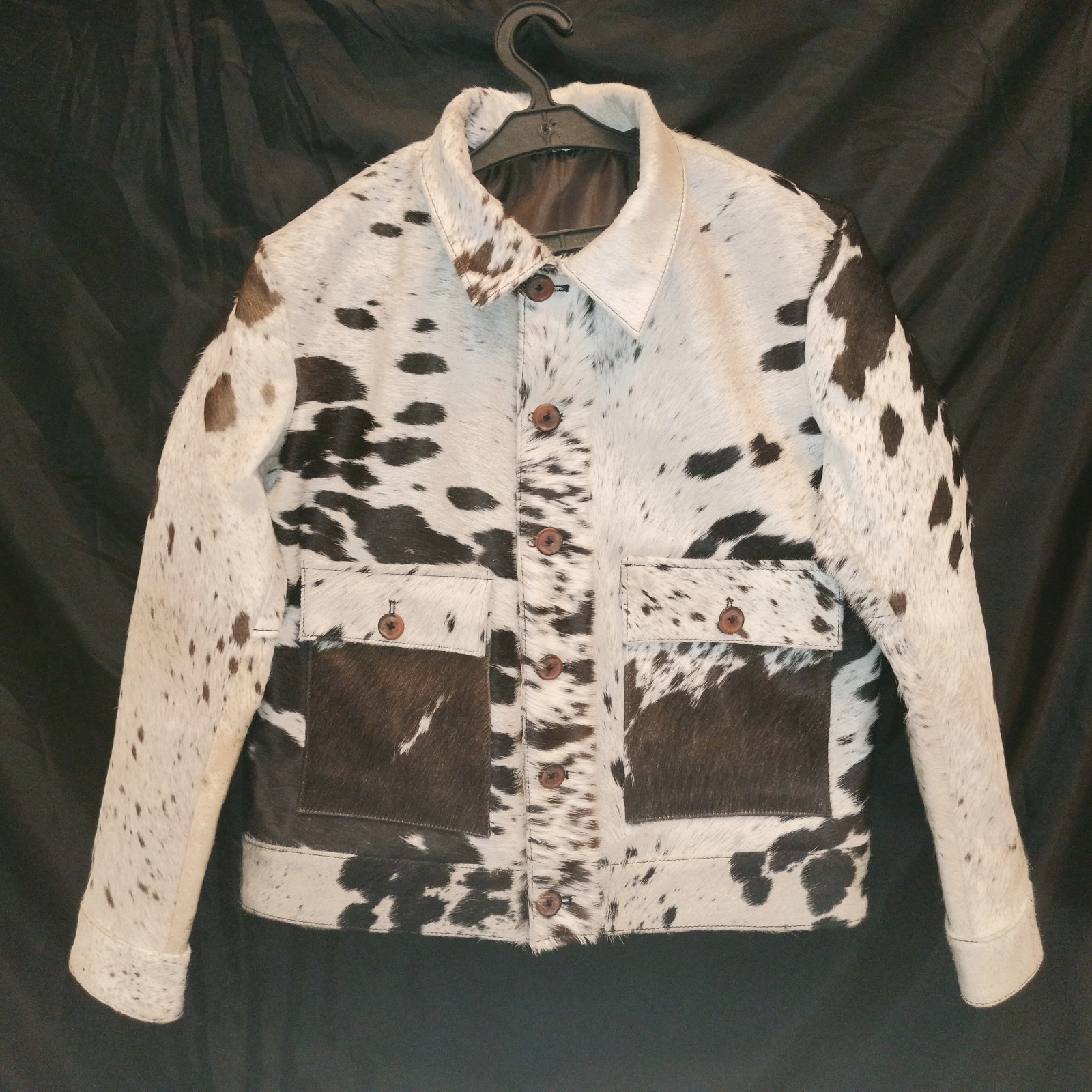 Men’s Genuine Hair-On Cowhide Leather Jacket Pony Skin Western Blazer Coat Men’s