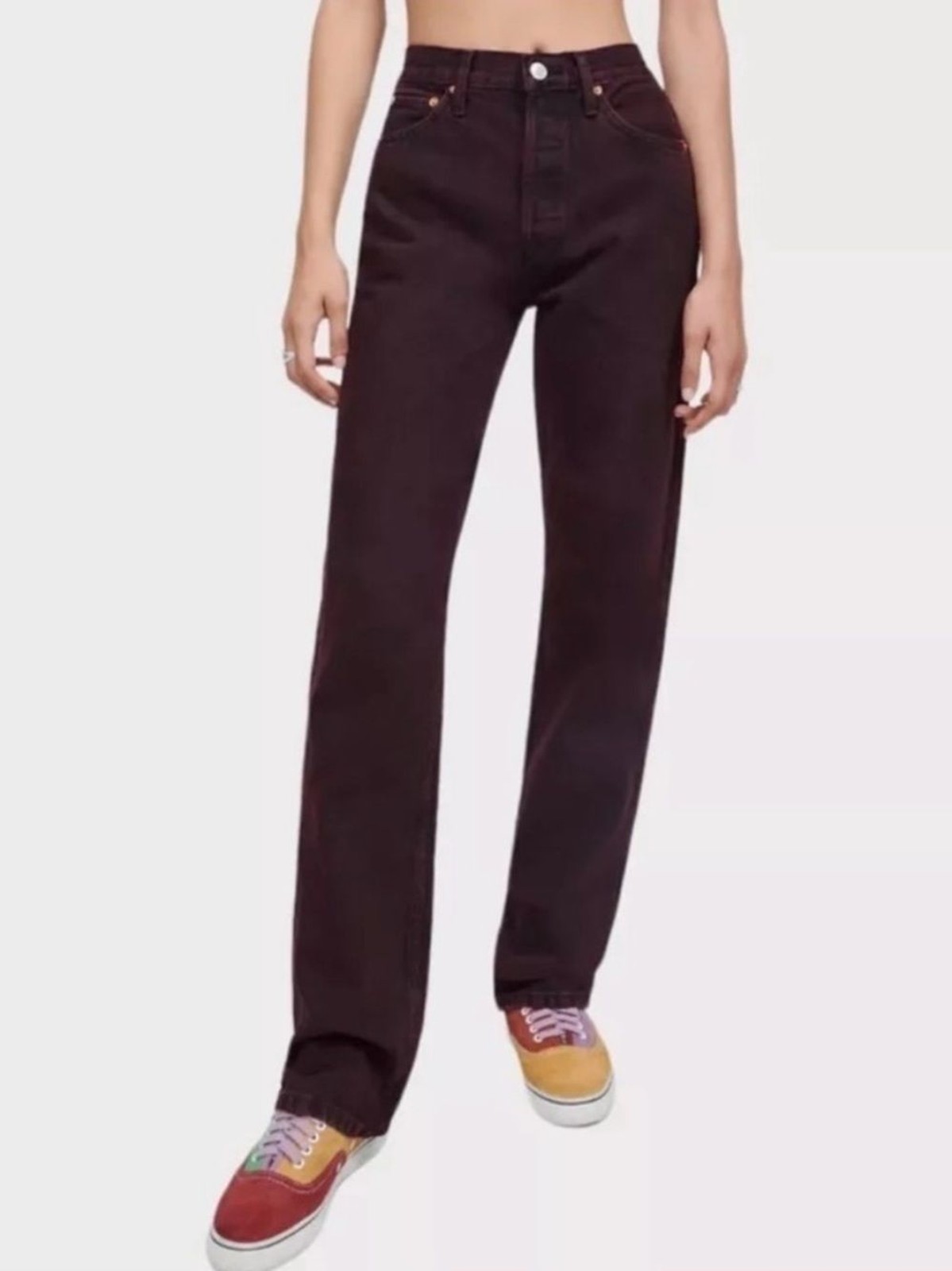 Re/Done 90s High Rise Loose Straight-Leg Jeans in Wine Dipped Size 25