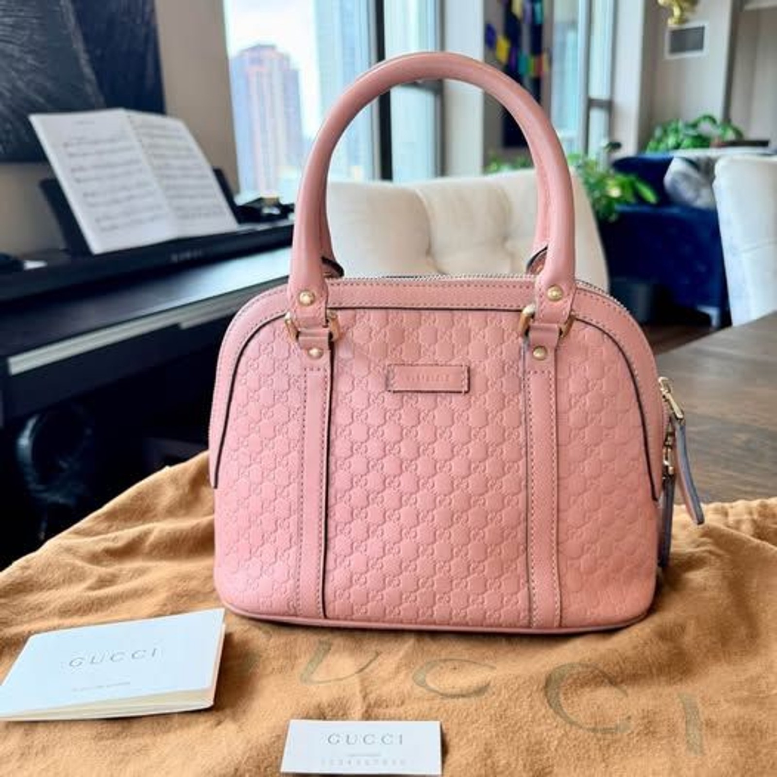 💗 Gucci Guccissima Pink Leather Mini Dome Bag Crossbody + dustbag Authentic 💗